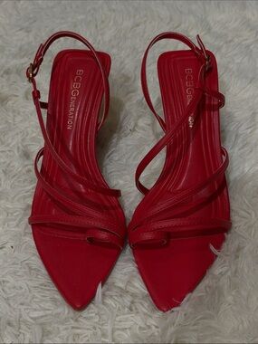 BCBGeneration Red Strappy Pointed-Toe Slingback Heels